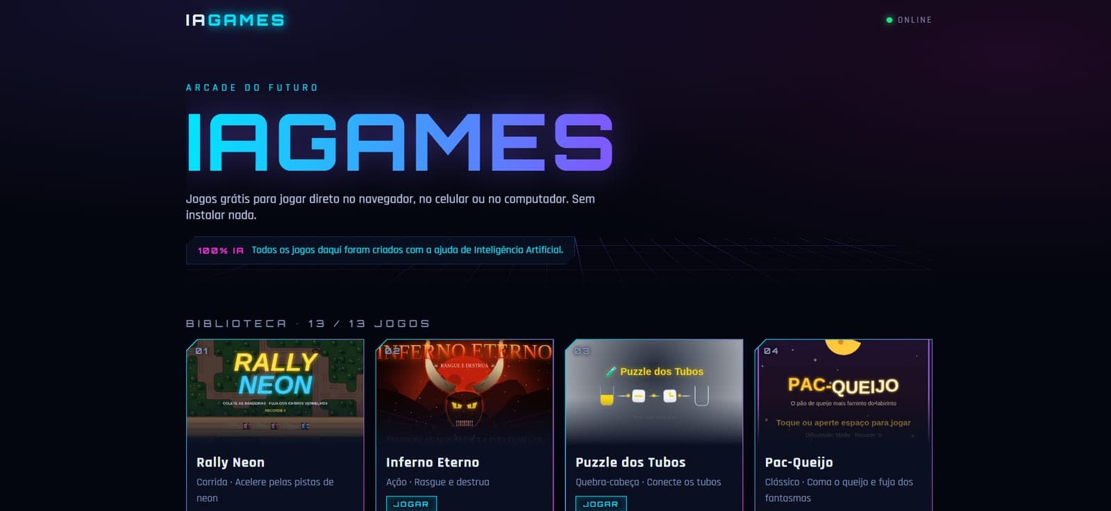 Portada de IAGAMES — Jogos criados com IA