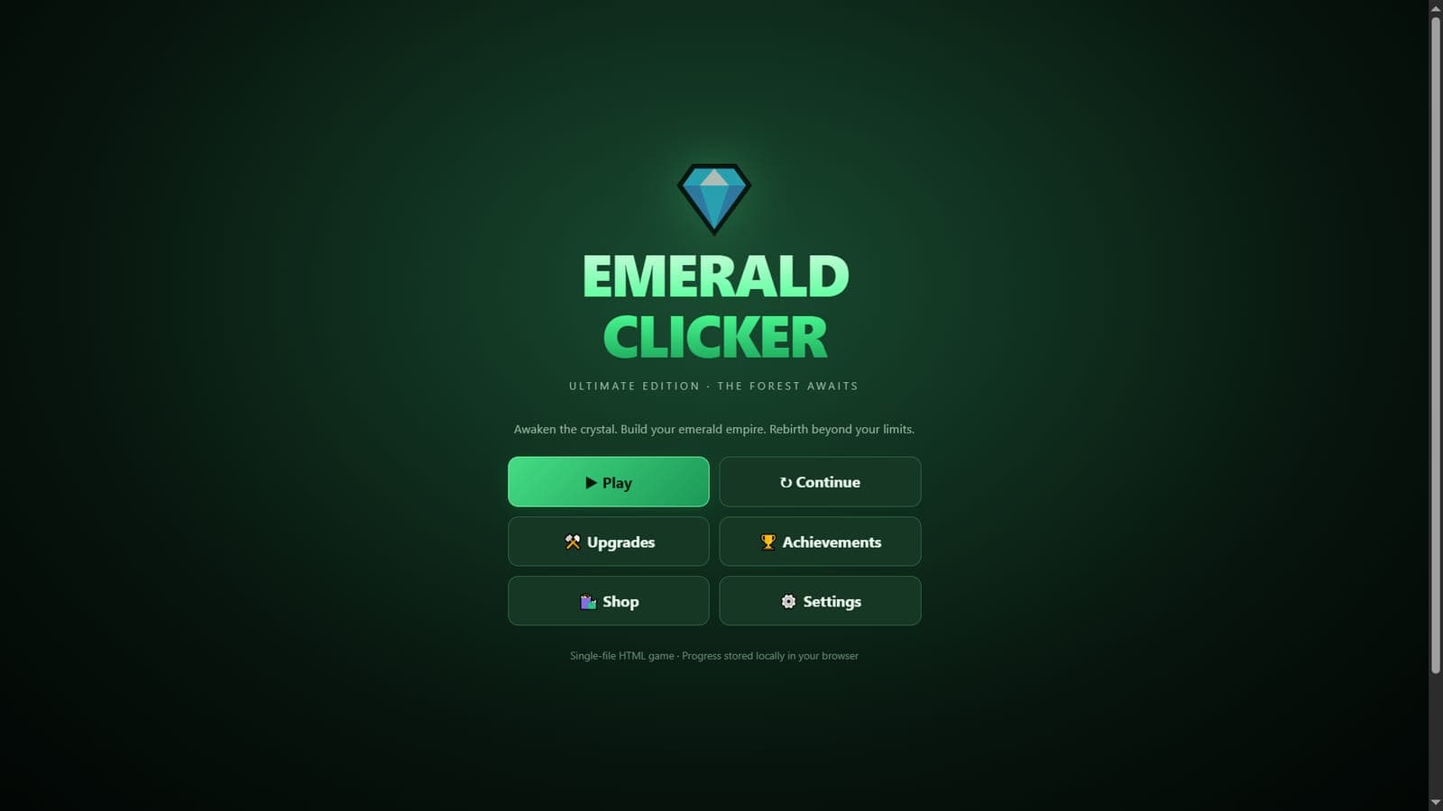 Portada de Emerald Clicker — Build Your Emerald Empire 💚 [HTML5]