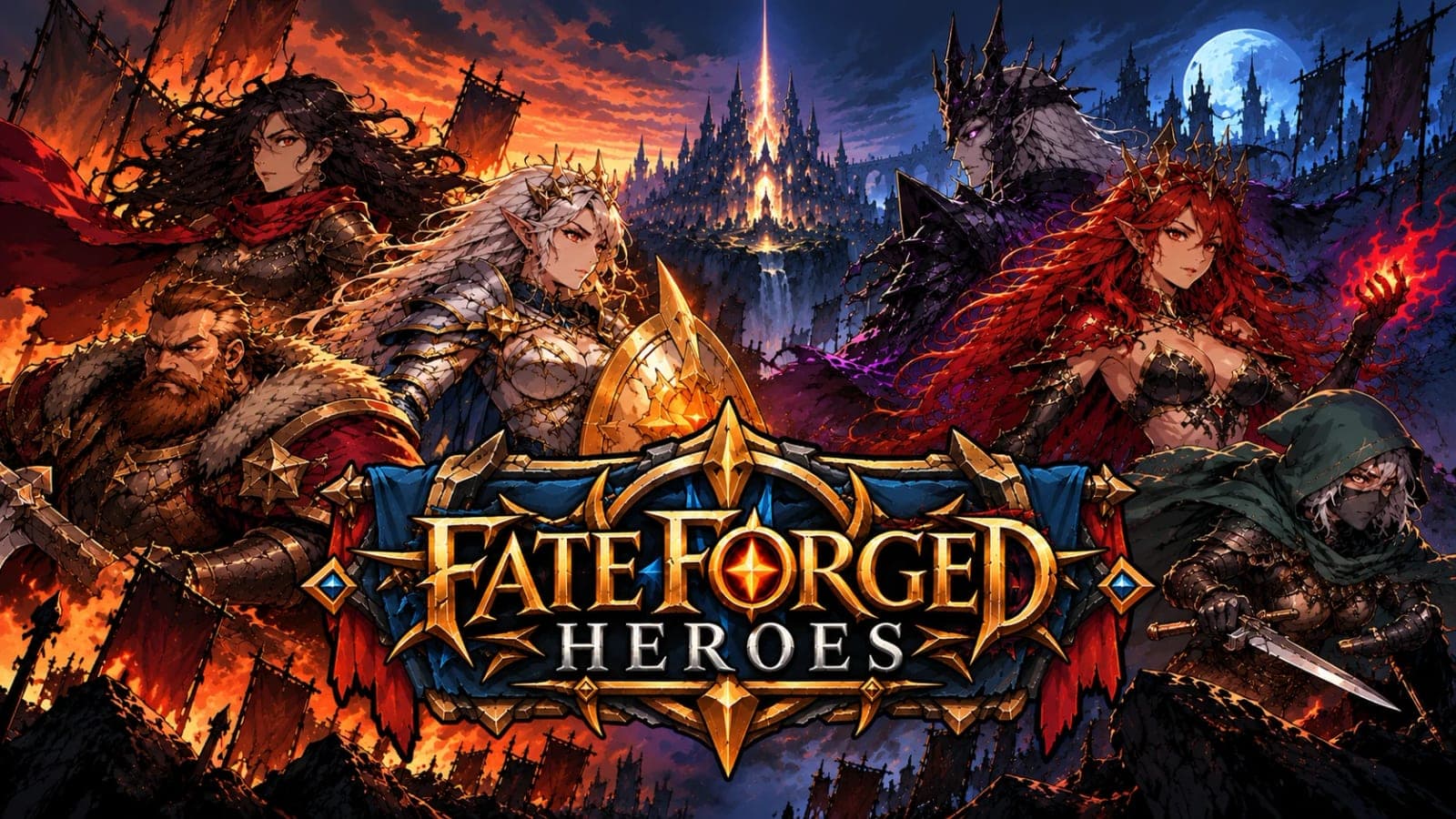 Portada de Fate Forged Heroes Turn-based RPG FREE Gacha.