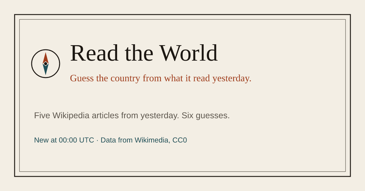 Cover image for Read the World - country guessing game