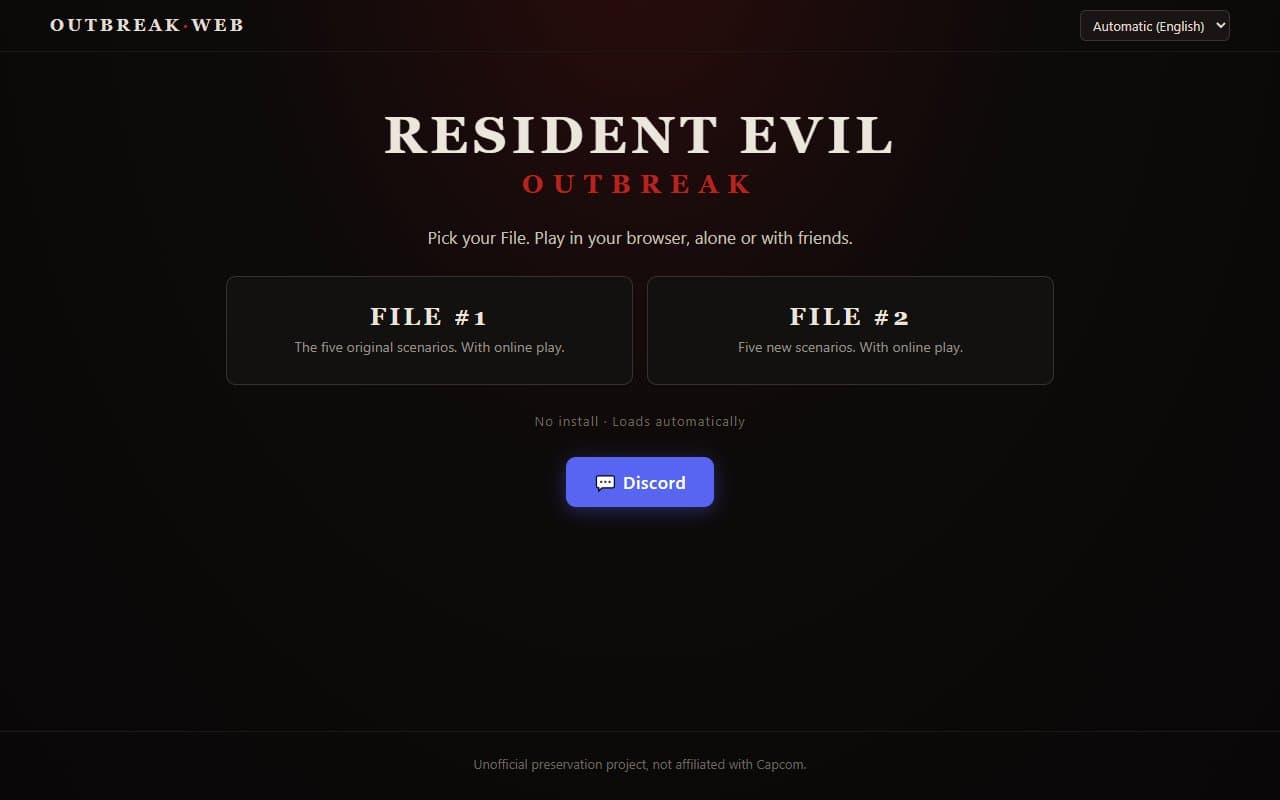 Portada de Resident Evil Outbreak (web)