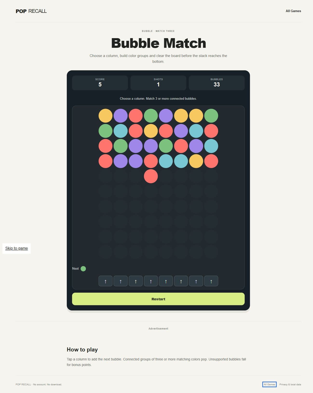 Cover image for Bubble Match — Pop Recall Games